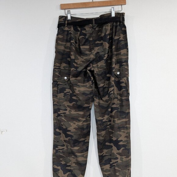 Kendall & Kylie Camouflage Cargo Pants with Satin Belt Brown Black Size Medium - Picture 2 of 3